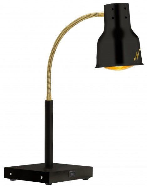 Schwarze Tischlampe für Gastronomie.