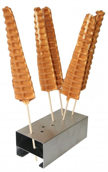 Waffeln auf Stäben im Halter.