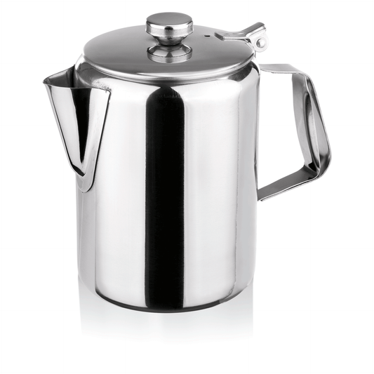 Edelstahl-Kaffeekanne mit Deckel.