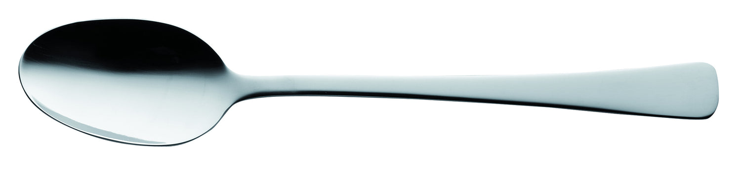 Silberner Löffel auf weißem Hintergrund.