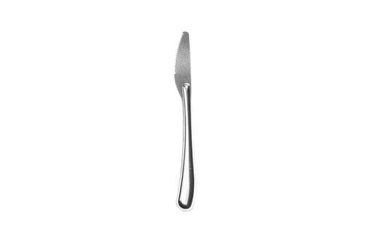 Silbernes Messer auf weißem Hintergrund.