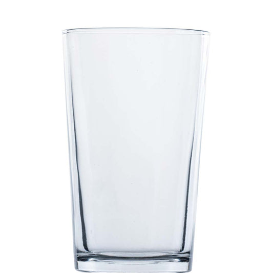 Transparentes, hohes Glasgefäß, leer