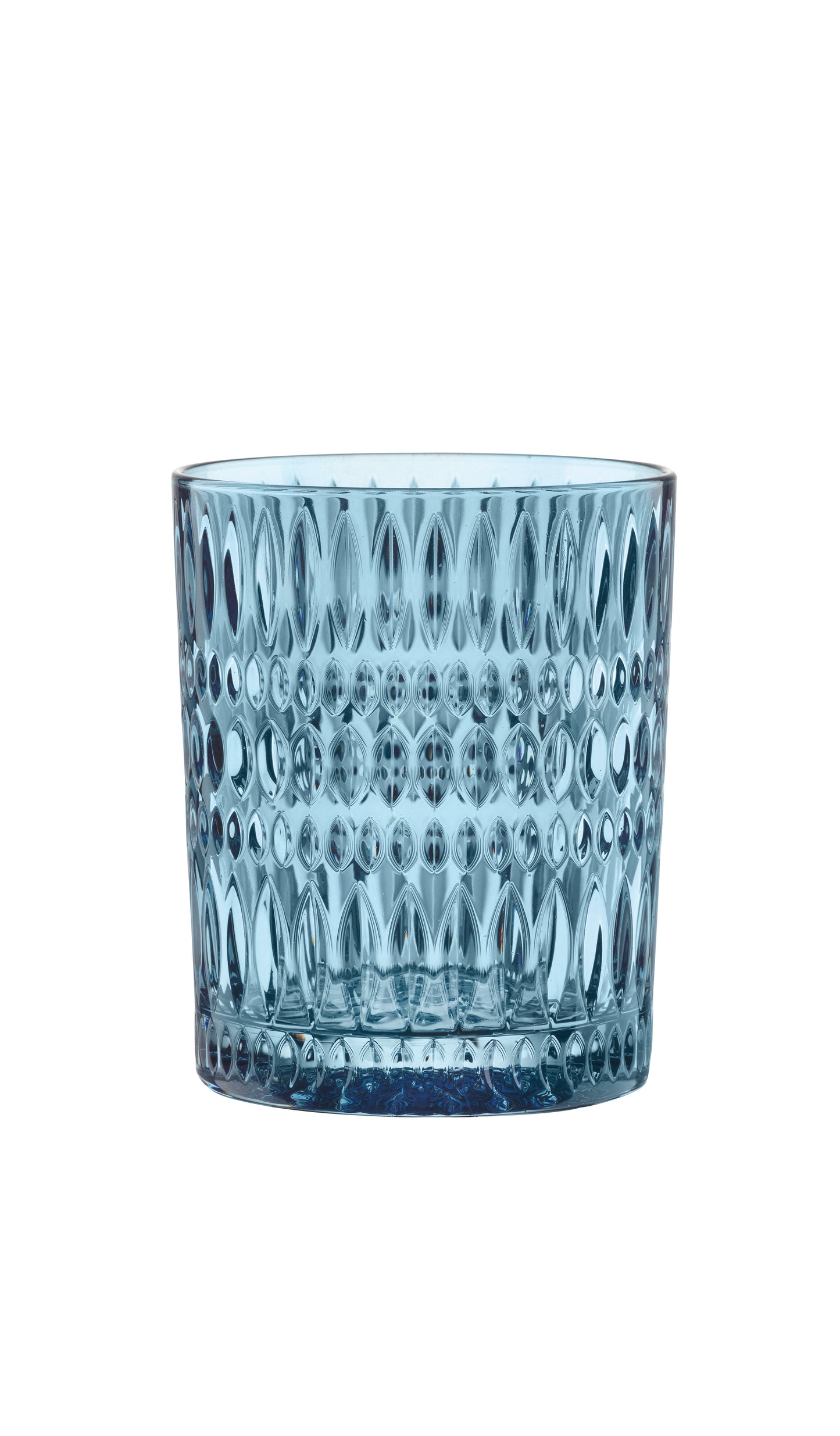 Blauer Glasbehälter für Gastronomie.