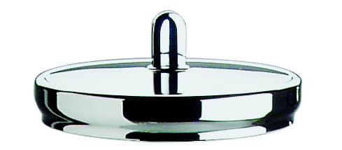 Silberner Deckel mit Griff.