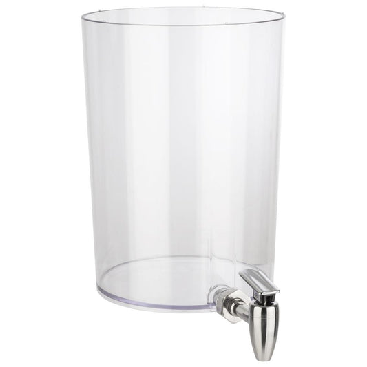 Transparenter Getränkespender mit Zapfhahn.