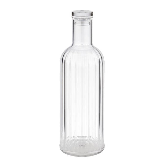 Klare Glasflasche mit Deckel.