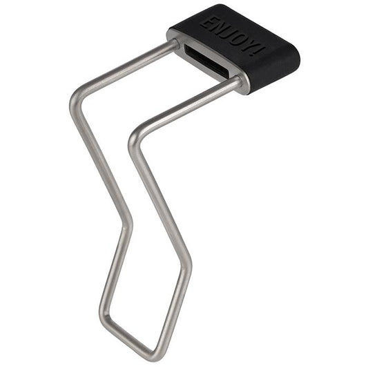 Metallhalter mit schwarzem Griff.