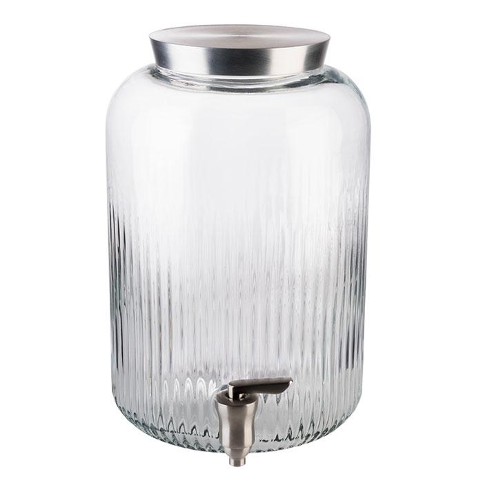 Glas-Getränkespender mit Zapfhahn.