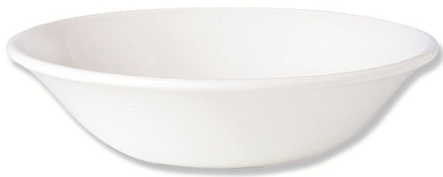 Weiße, runde Servierschale aus Porzellan.