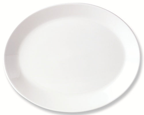 Weißer, ovaler Porzellanteller.