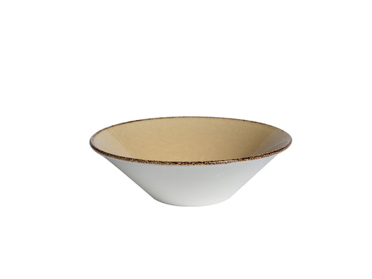 Keramikschale, beige und weiß.