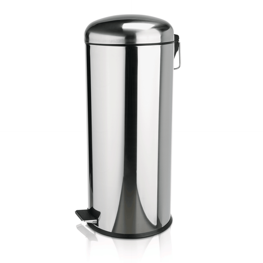 Edelstahl-Mülleimer mit Pedal.
