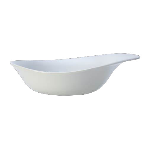 Weiße, moderne Servierschale aus Porzellan.