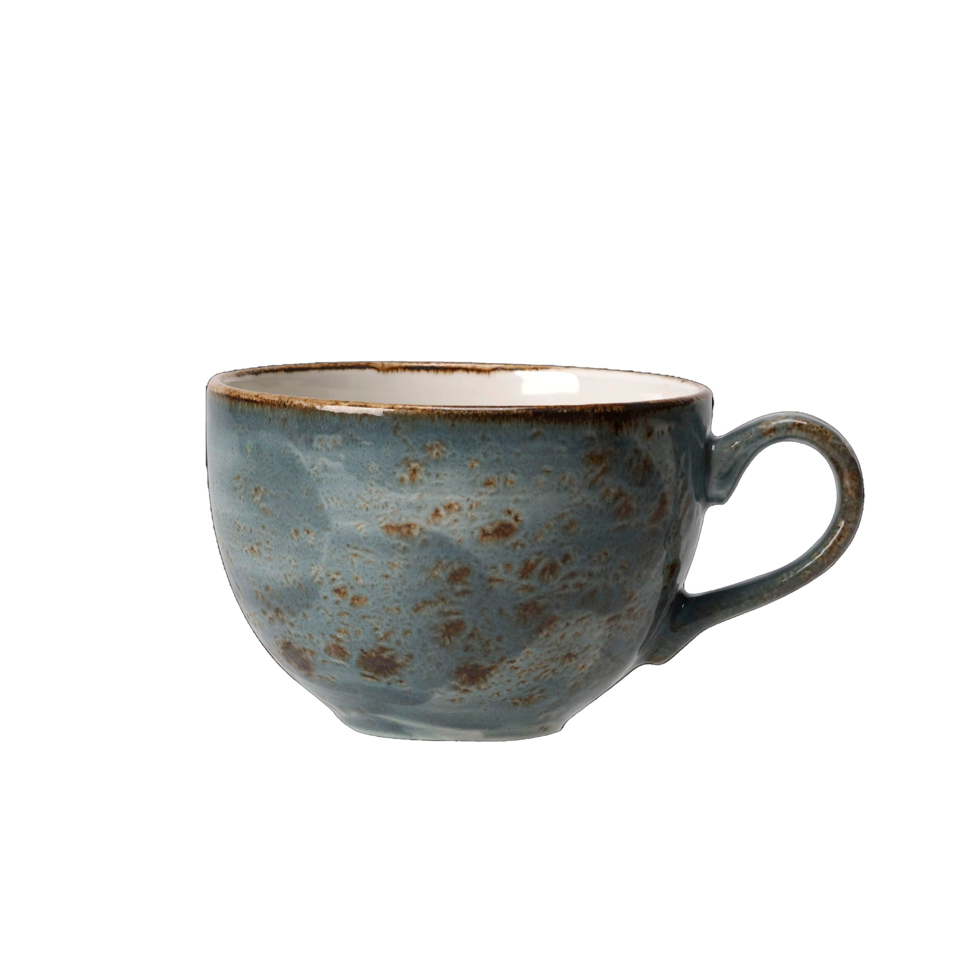 Keramiktasse mit Henkel, rustikales Design.