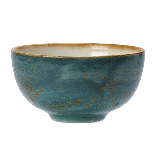 Blaue Keramikschüssel, rustikales Design.