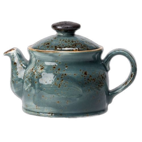 Blaue Keramik-Teekanne mit Deckel.