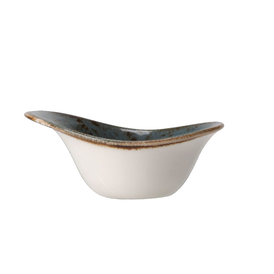 Keramikschale mit blauem Rand.