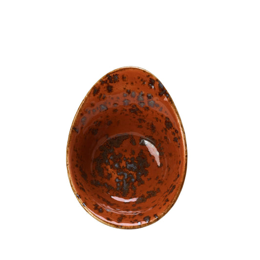 Rote, rustikale Schale von oben.