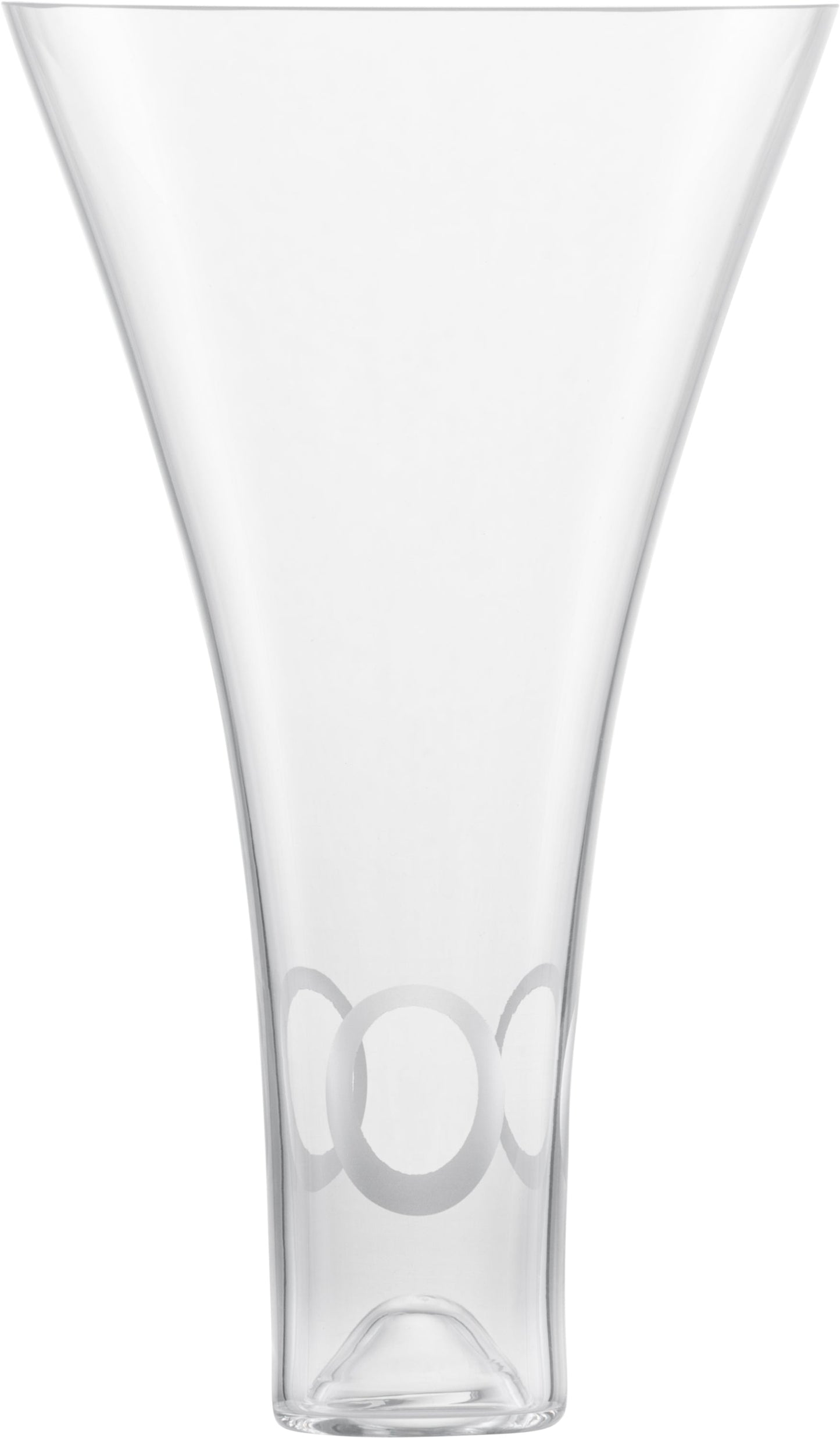 Glasvase mit kreisförmigem Muster.