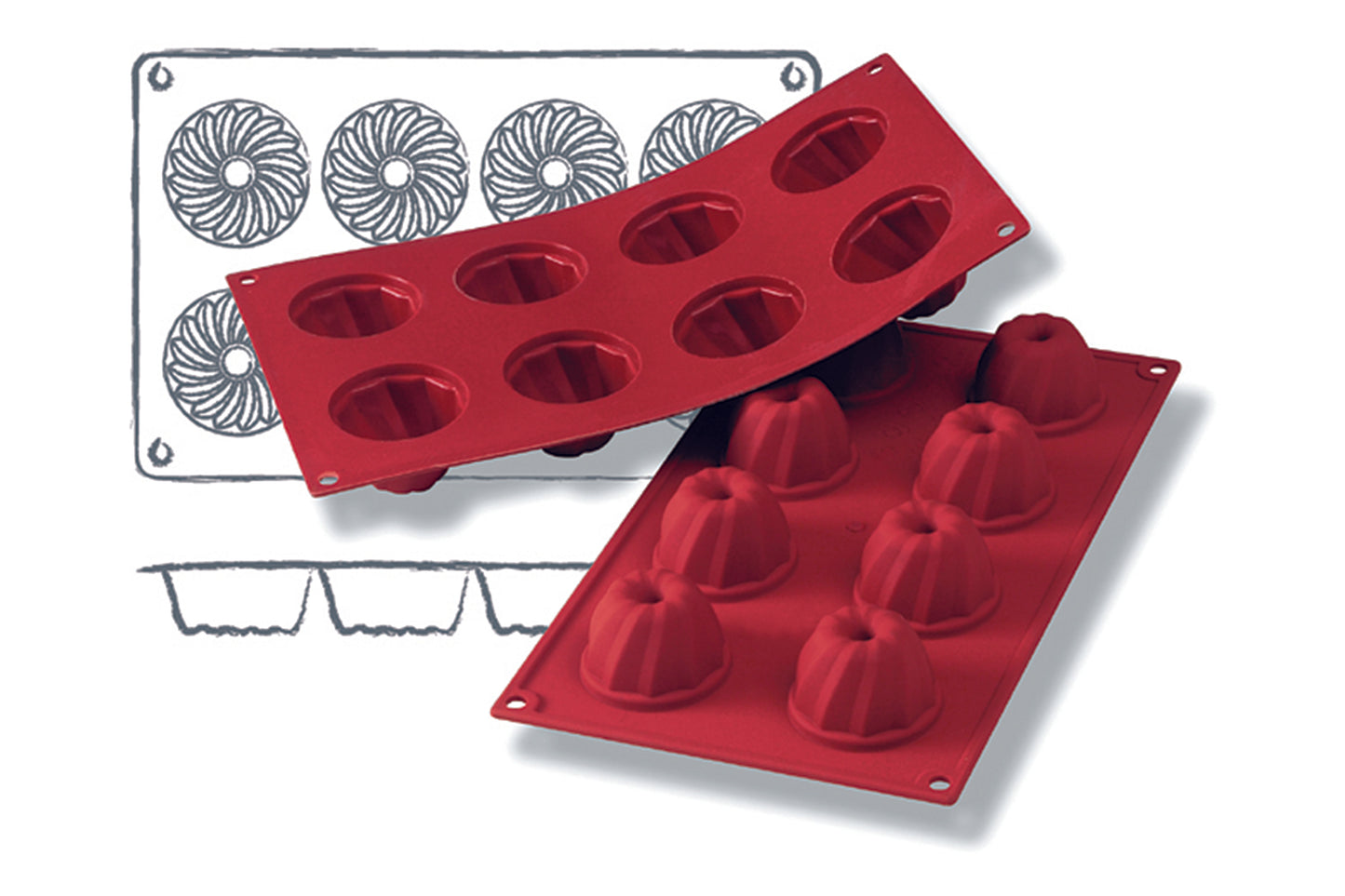 Silikonformen für Gastronomiebedarf.