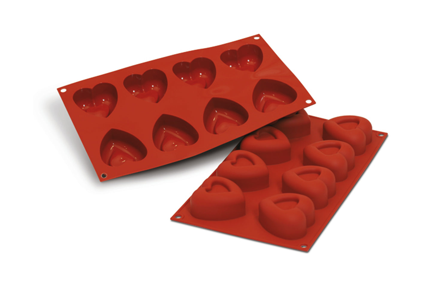 Herzförmige Silikonbackformen für Gastronomie.
