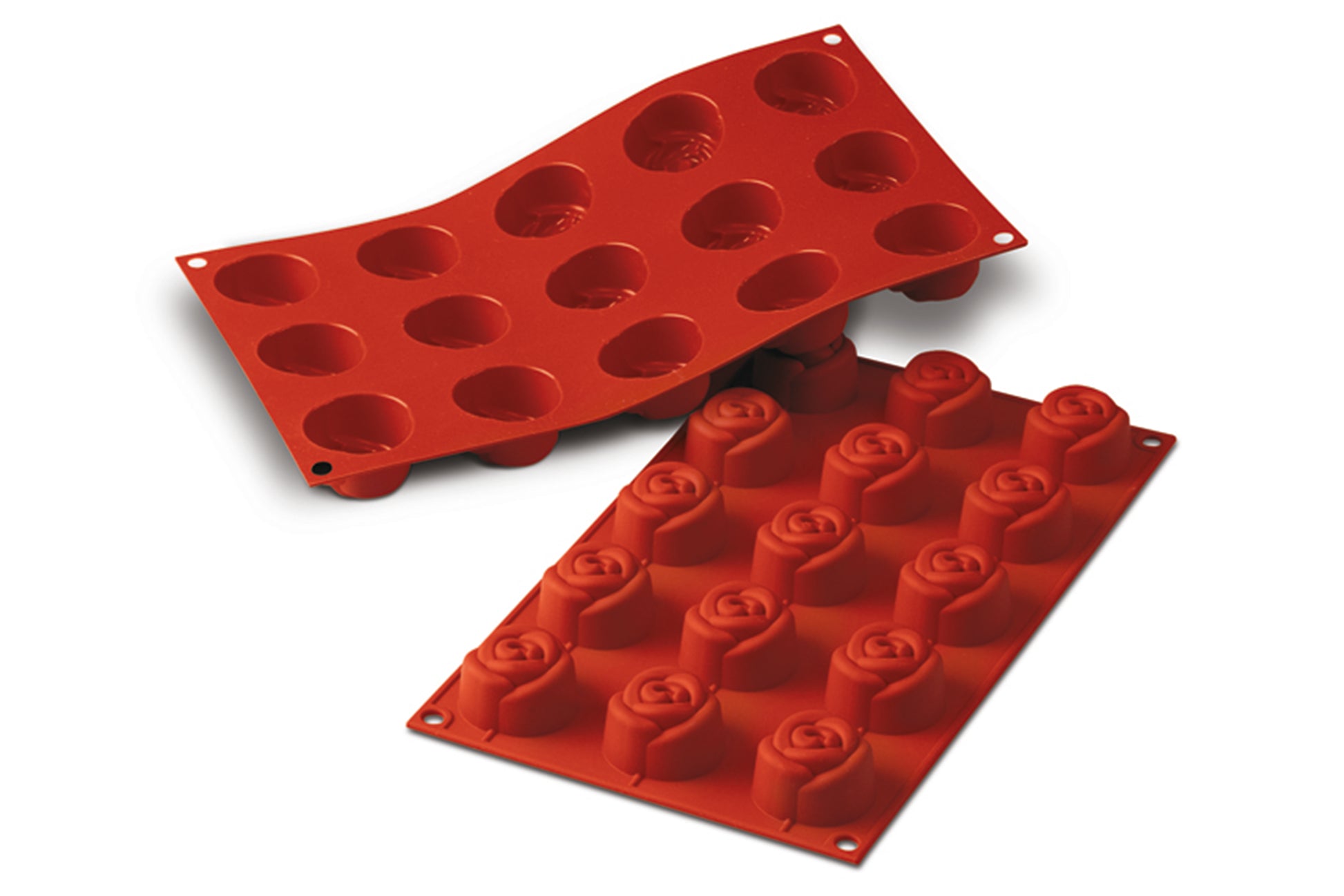 Rote Silikonformen für Gastronomie.