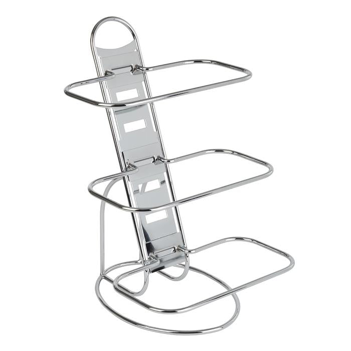 Dreistöckiger Metallflaschenhalter, silber.