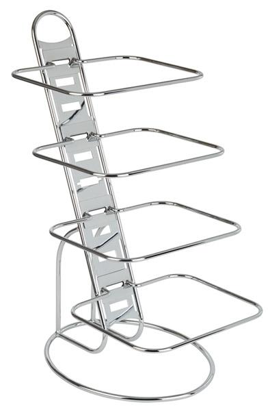 Metallständer mit vier Ablagen.