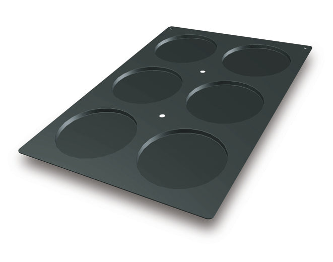 Gastronomie-Blech mit sechs Vertiefungen.