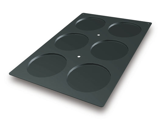 Gastronomie-Blech mit sechs Vertiefungen.