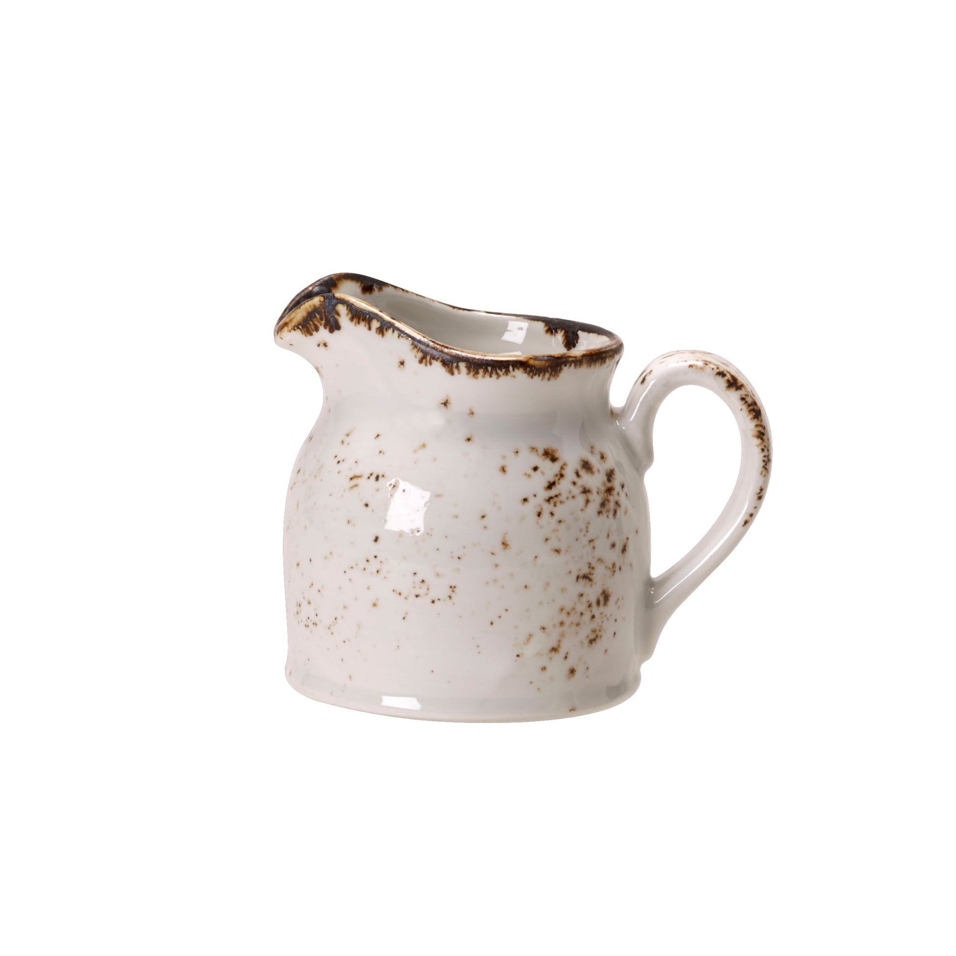 Kleiner, rustikaler Keramik-Milchkrug.