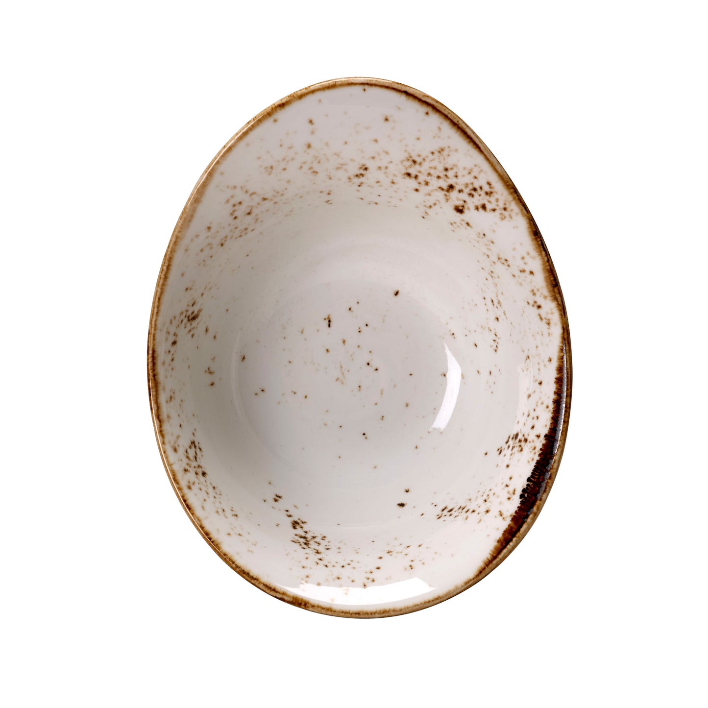 Leerer, rustikaler, gesprenkelter Teller.