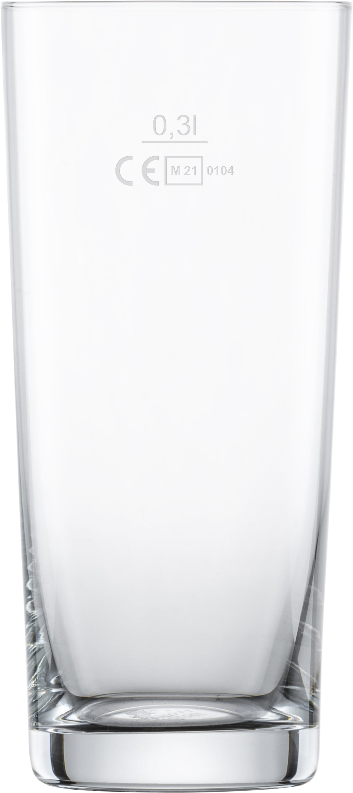 Leeres Glas mit Eichmarkierung.