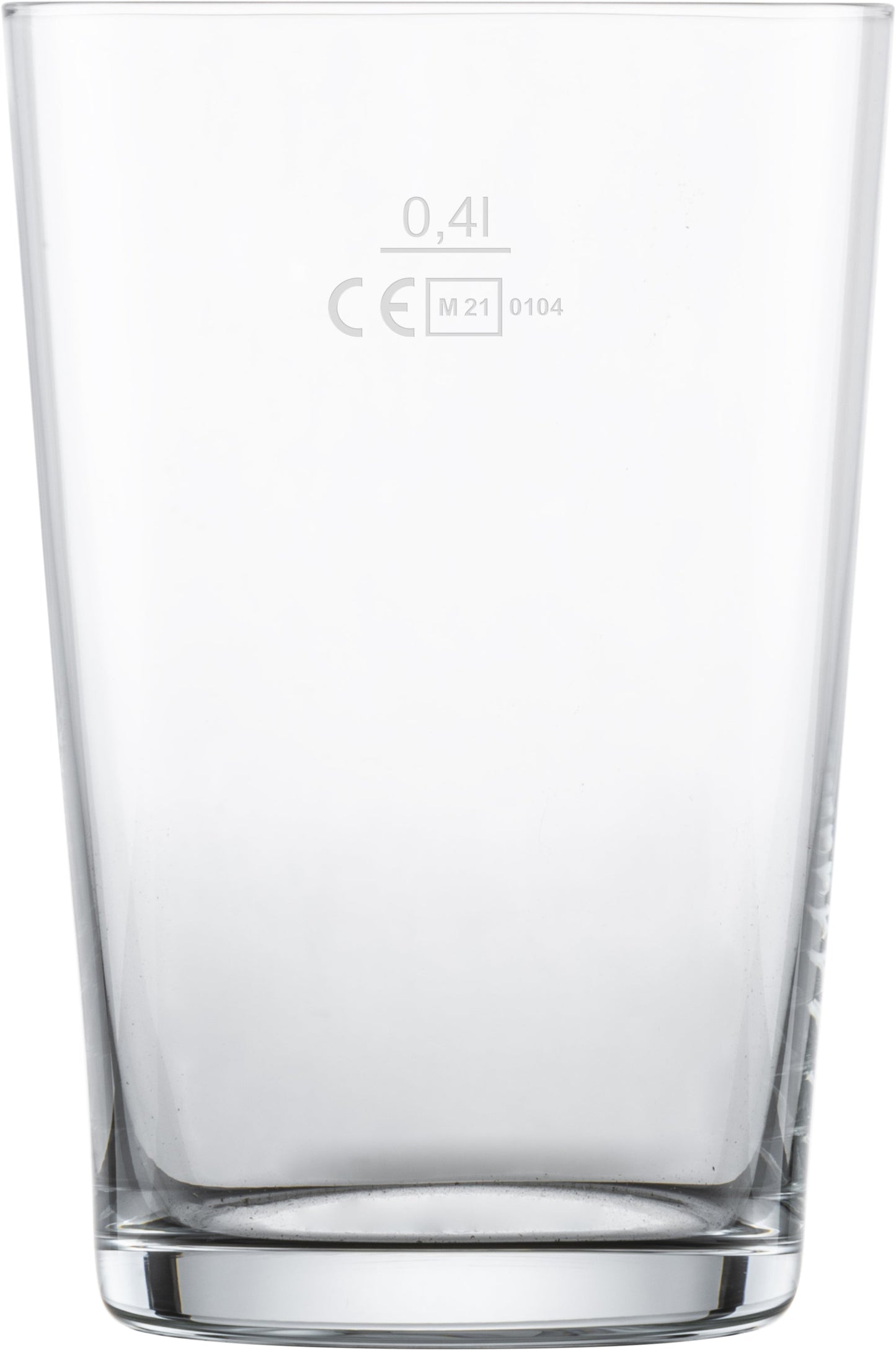 Leeres Glas mit Füllmarkierung.