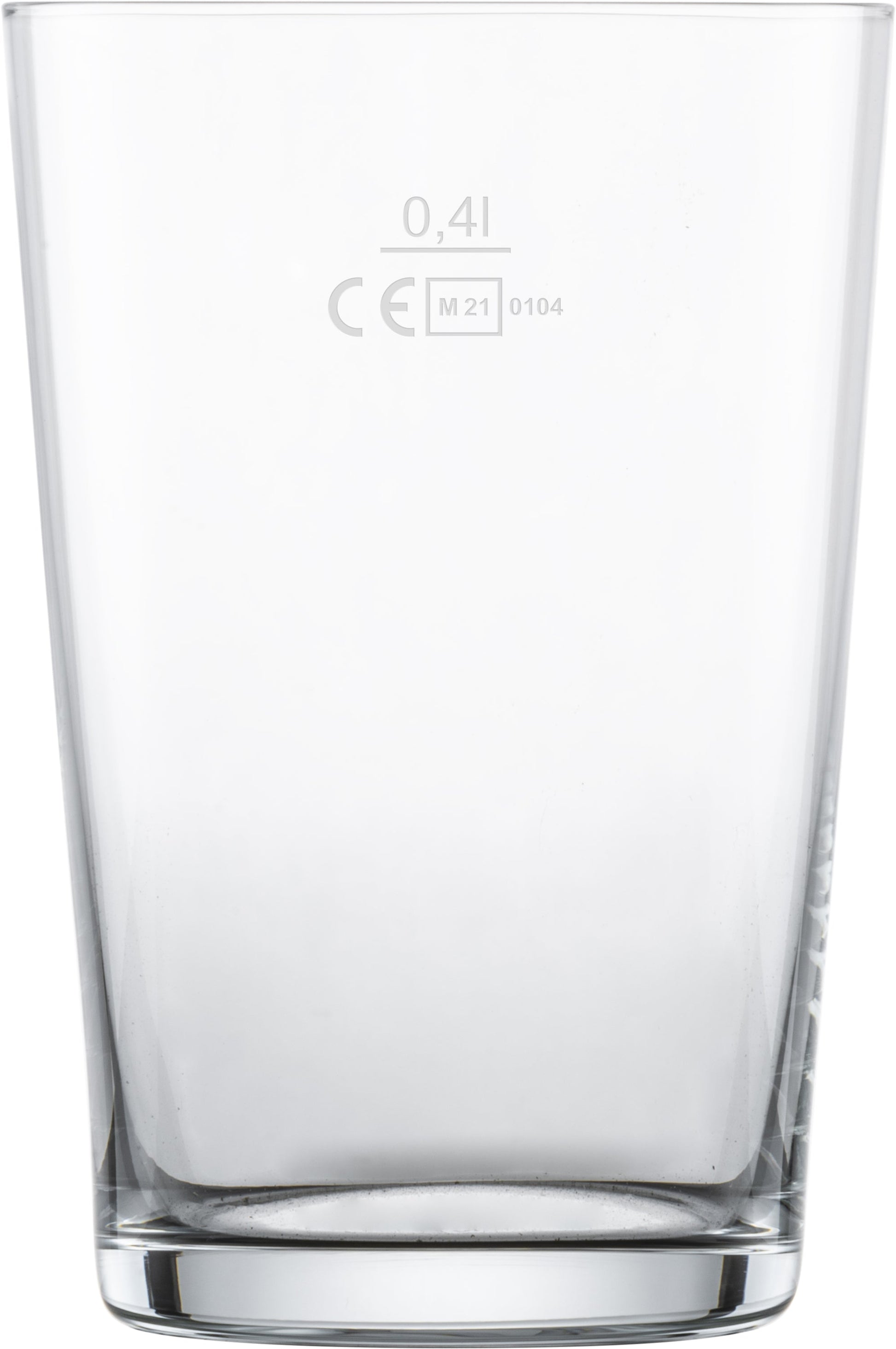 Leeres Glas mit Füllmarkierung.