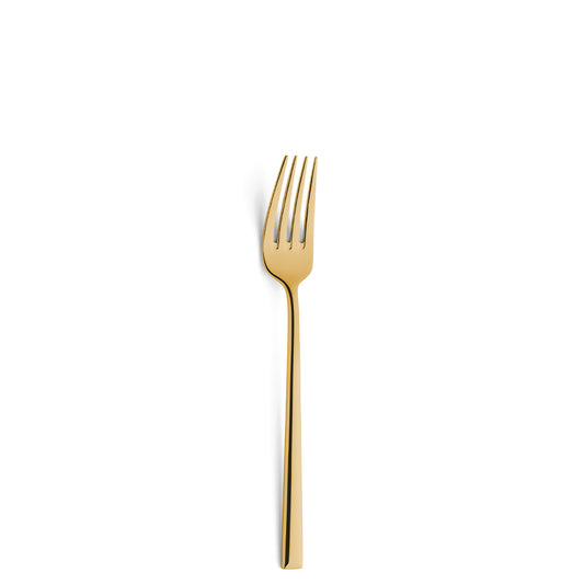 Goldener Gabel auf weißem Hintergrund