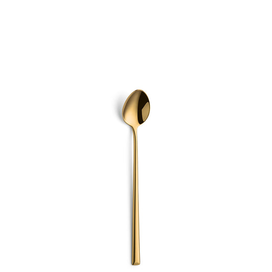 Goldene Löffel auf weißem Hintergrund