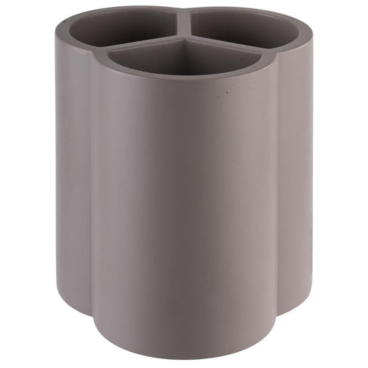 Grauer, dreifacher Besteckhalter aus Kunststoff.