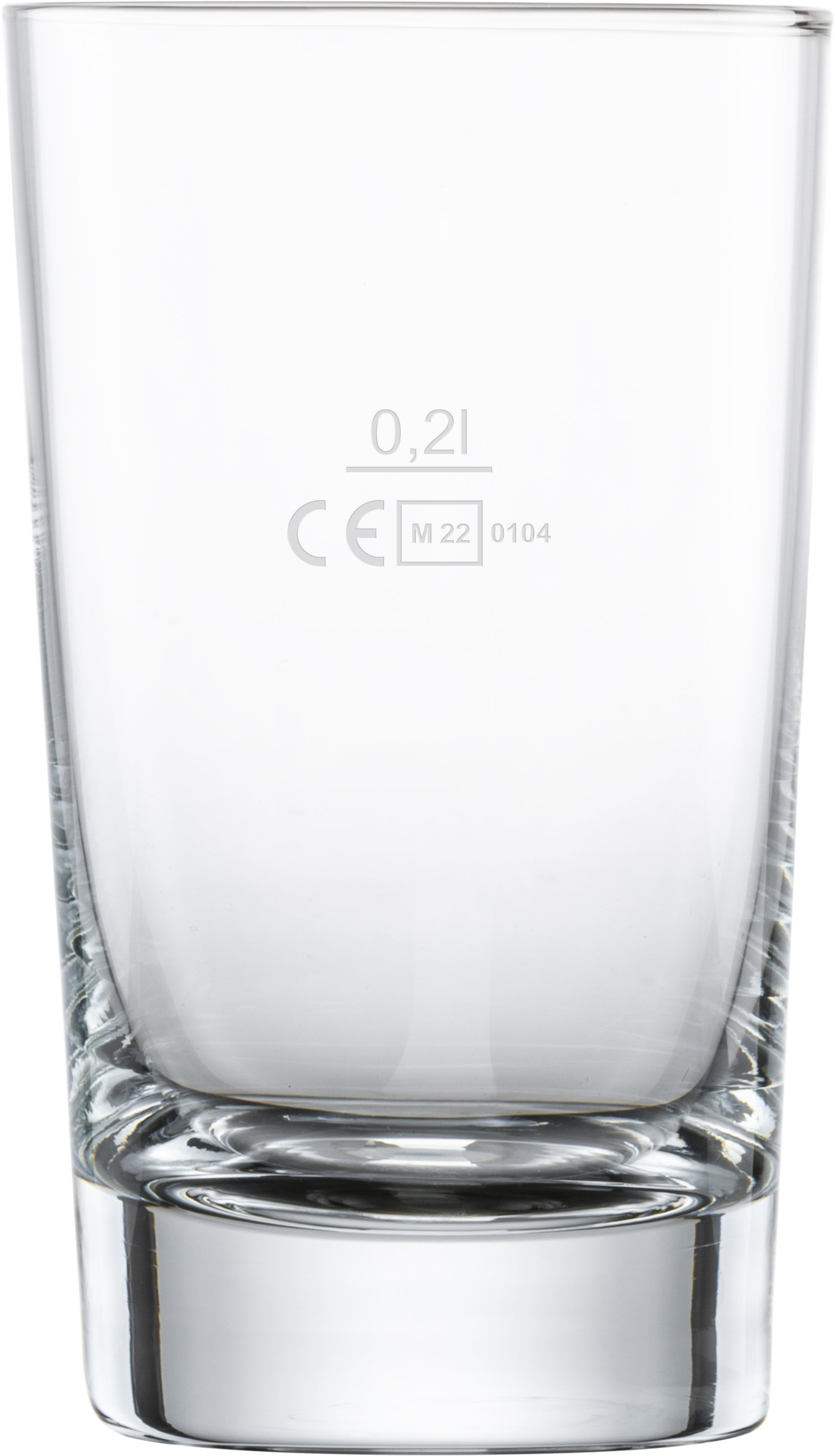 Leeres Glas mit Eichmarkierung.