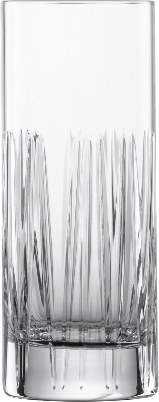 Klarglas mit vertikalem Rillenmuster.