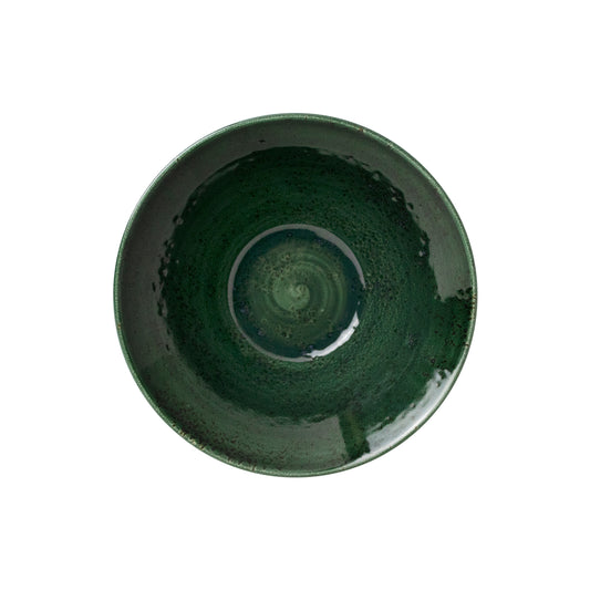 Grüner Teller, runde Form, leer.