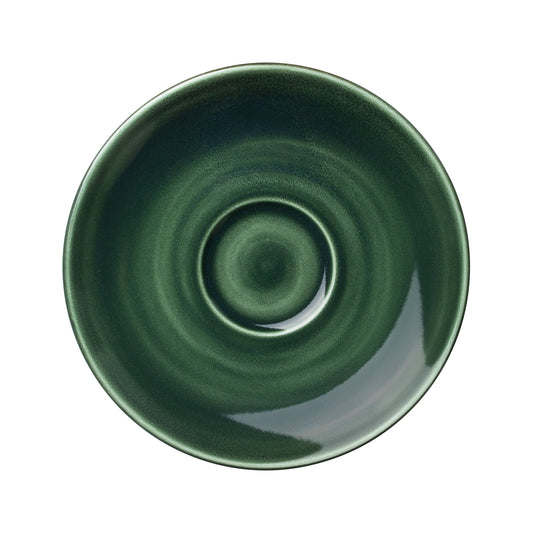 Grüner Teller, runde Form, leer.