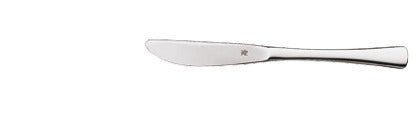Silbernes Buttermesser auf Weiß.
