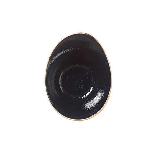 Schwarze, ovale, leere Schale.