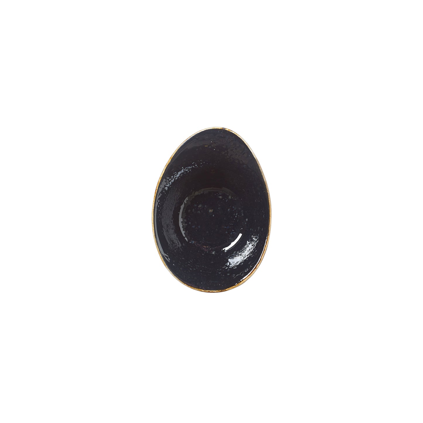 Schwarzer Teller, ovale Form.