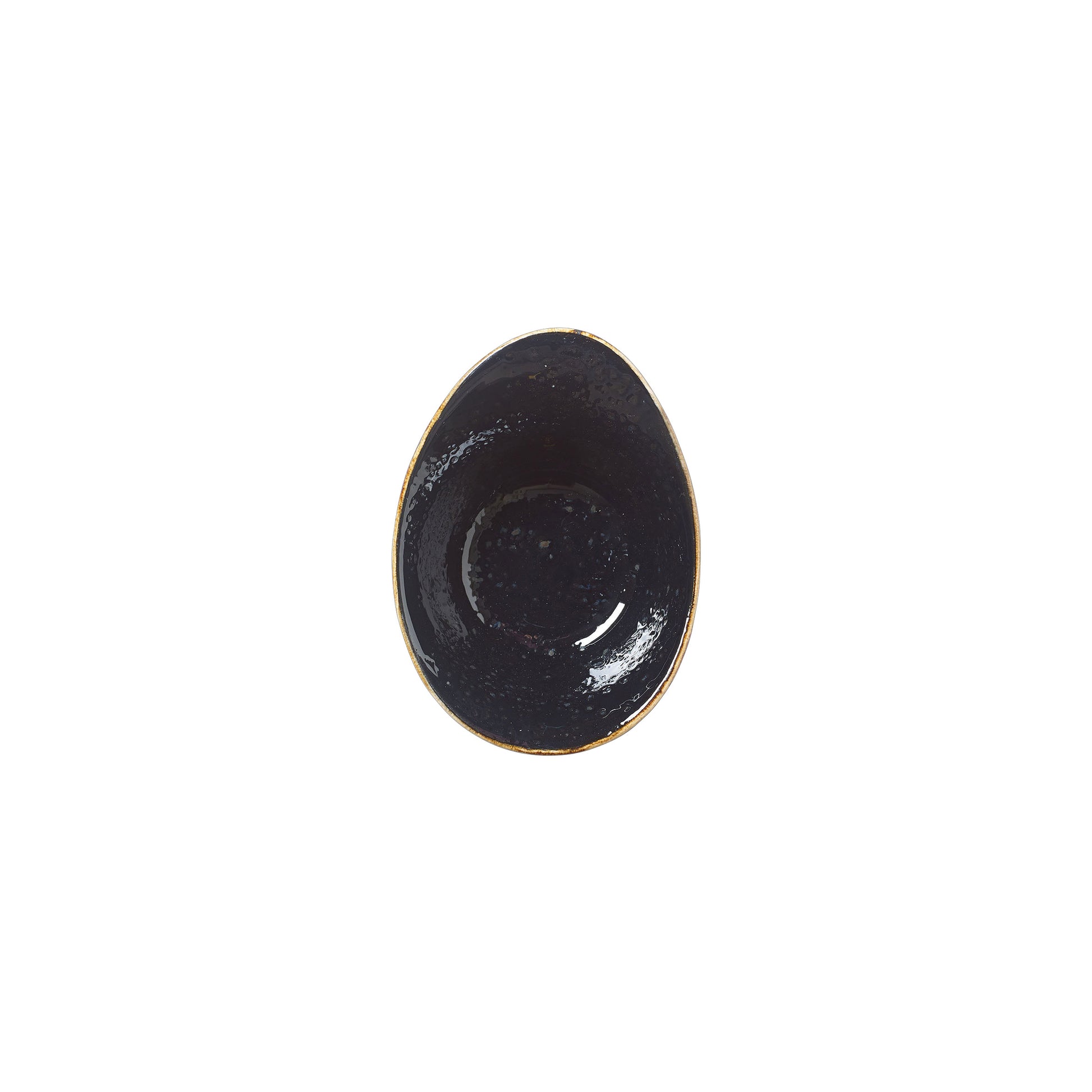 Schwarzer Teller, ovale Form.