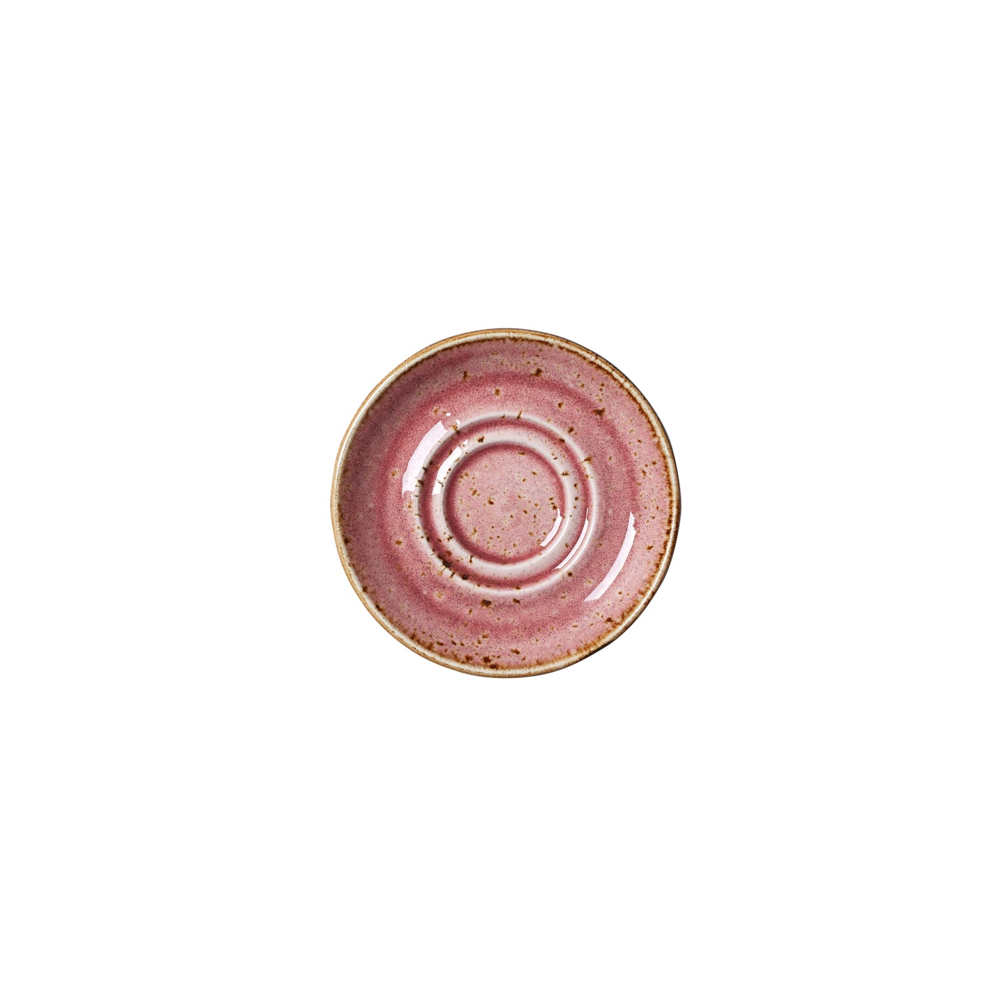 Rosa Untertasse mit Sprenkeln.