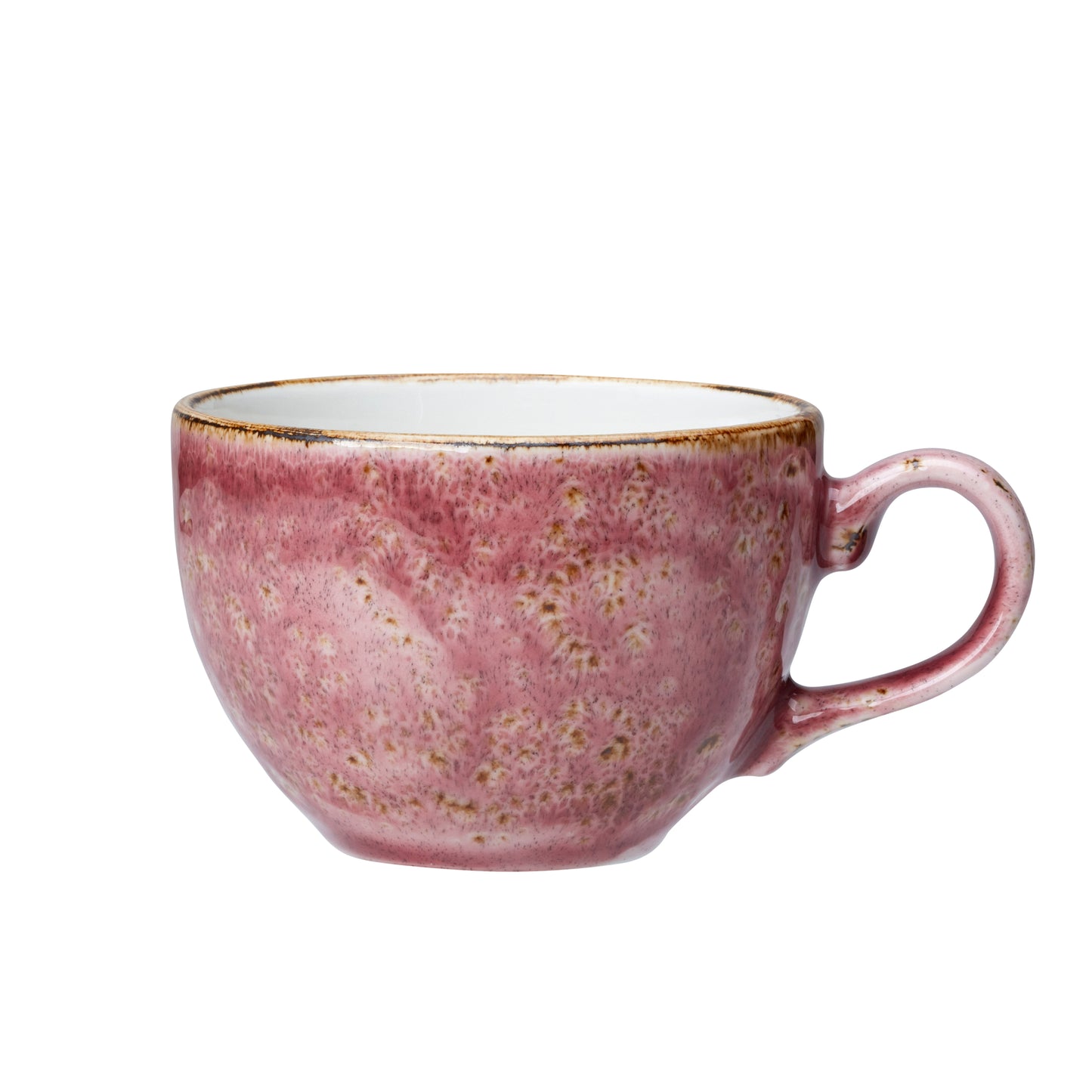 Rosa Tasse mit Henkel.