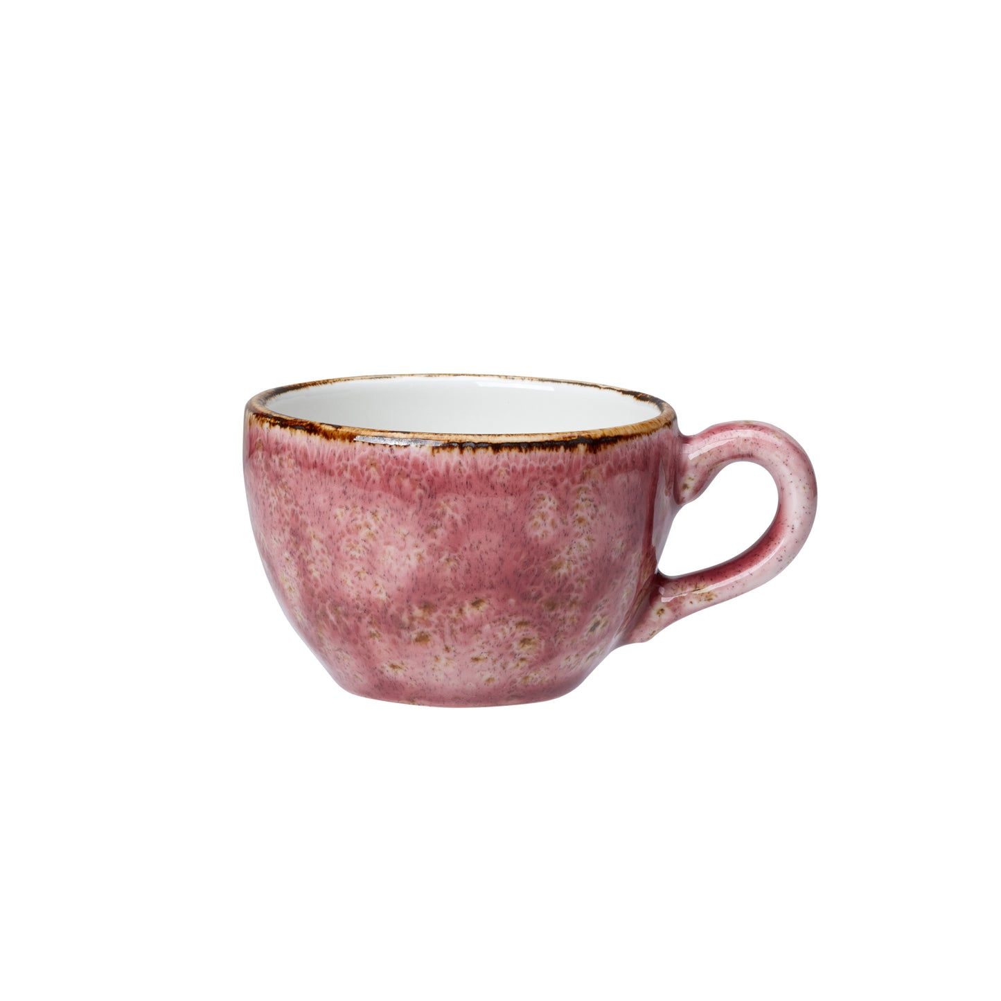Rosa Tasse mit Henkel.