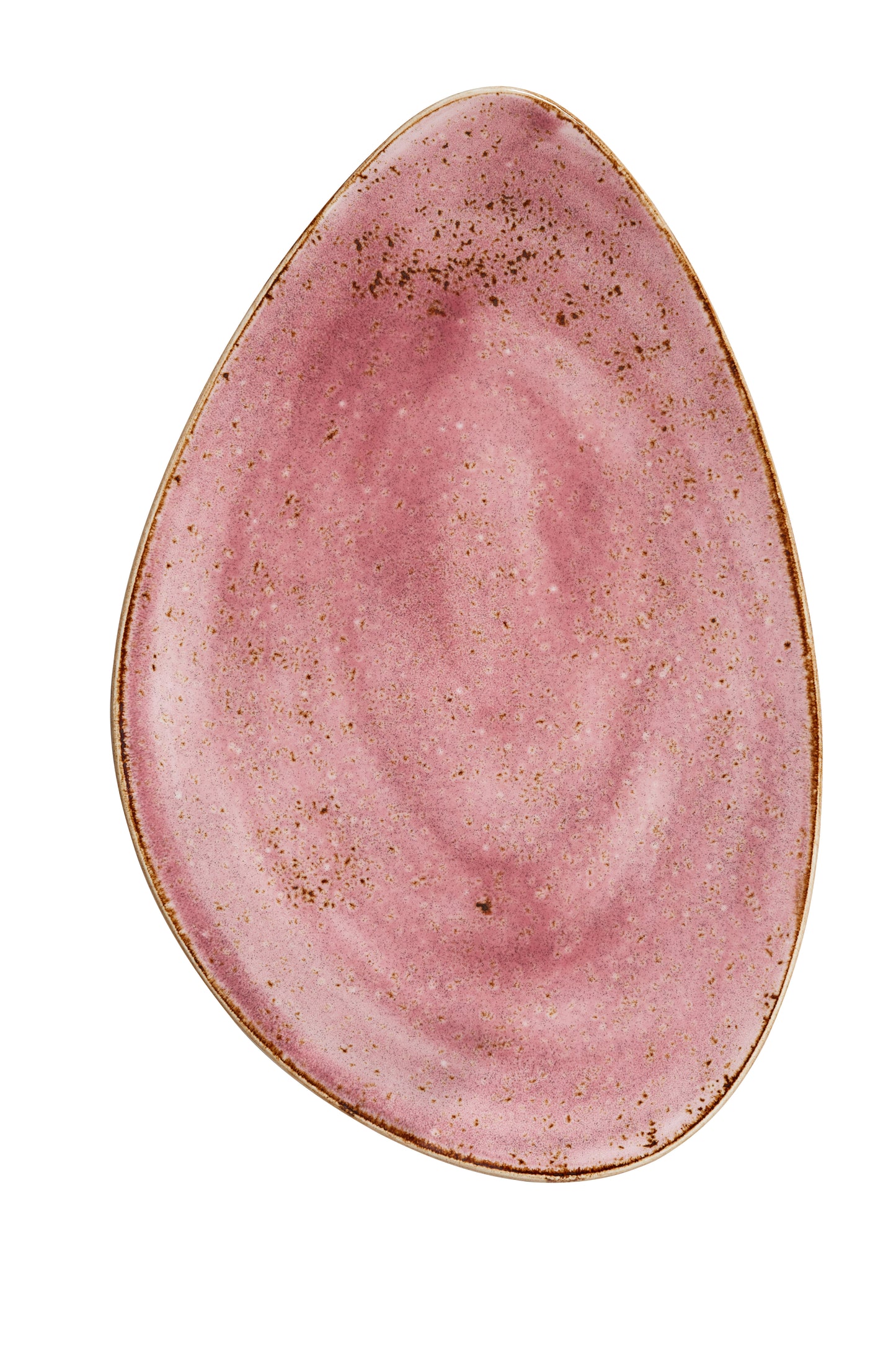 Rosa, unregelmäßiger, ovaler Teller.